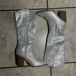 Silver Knee-High Boots